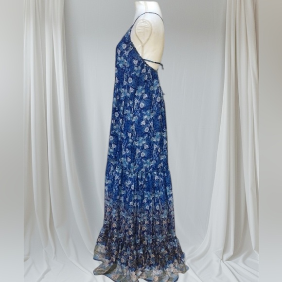 MISA Los Angeles Shimmering Blue Chiffon Ombré Cottage Core Kali Maxi Dress S - Picture 6 of 16
